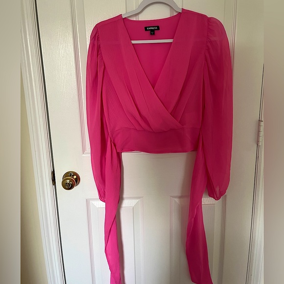 Hot pink Express tie-front blouse in XS - Picture 6 of 8
